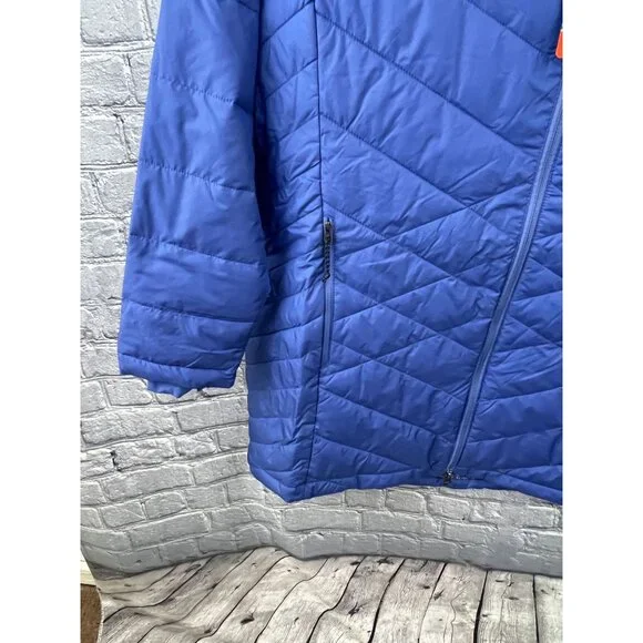 Columbia 2X Heavenly Long Hooded Jacket Omni-Heat Blue Puffer - Picture 12 of 13